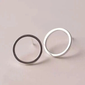 NEW Unisex 925 Silver Minimalist Open Circle Stud‎ Earrings